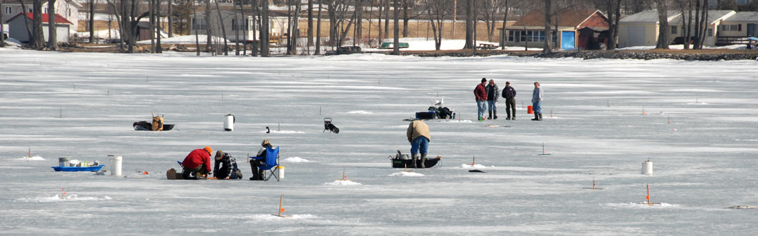ice fishing on Lake Champlain