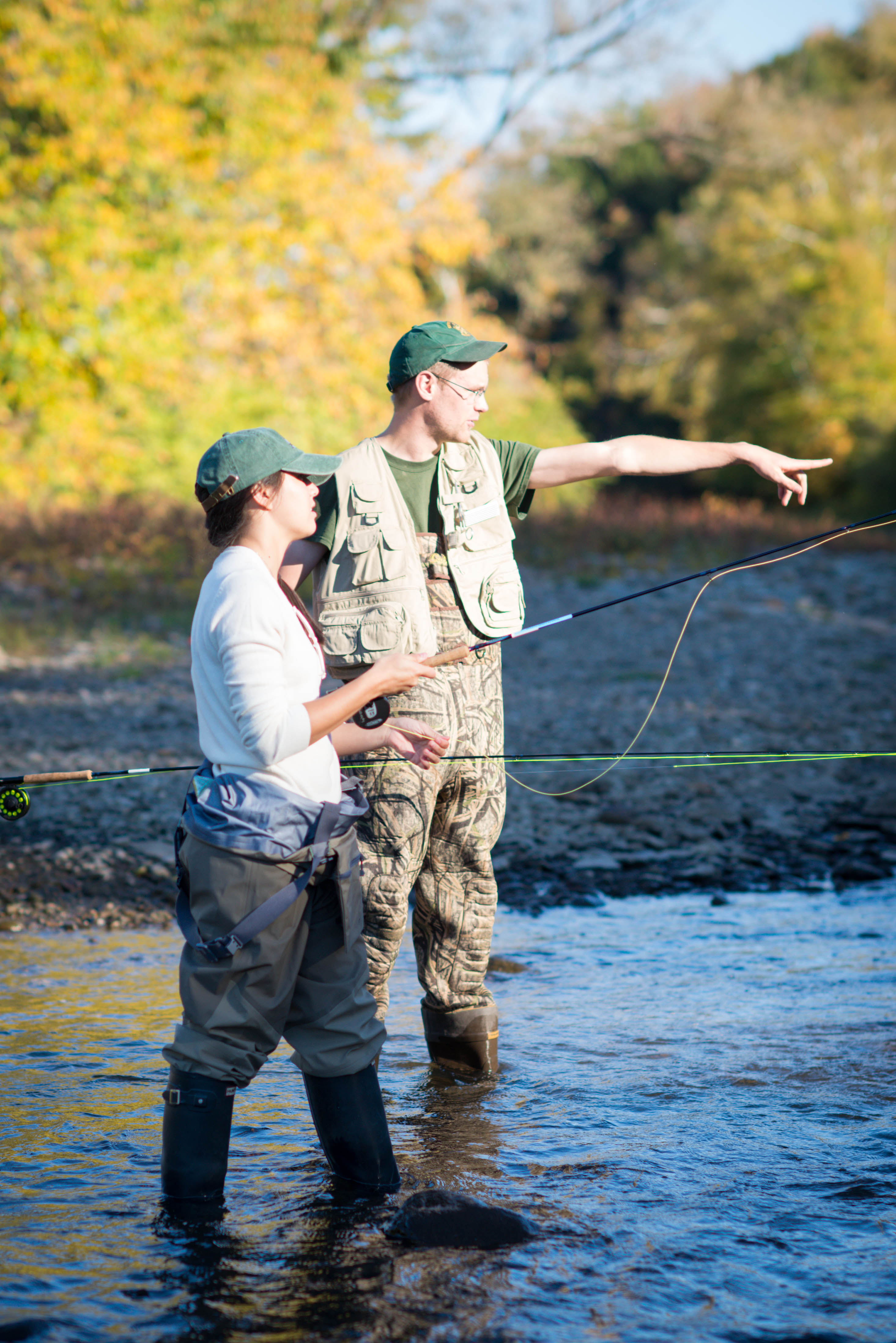 two fly fishing people