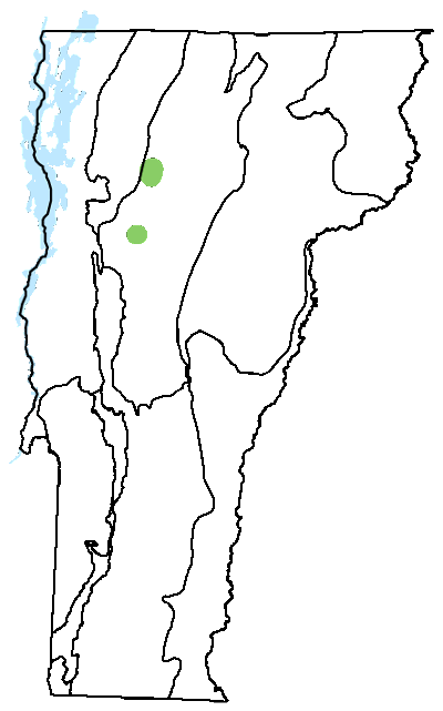 map of Vermont with locations of natural community