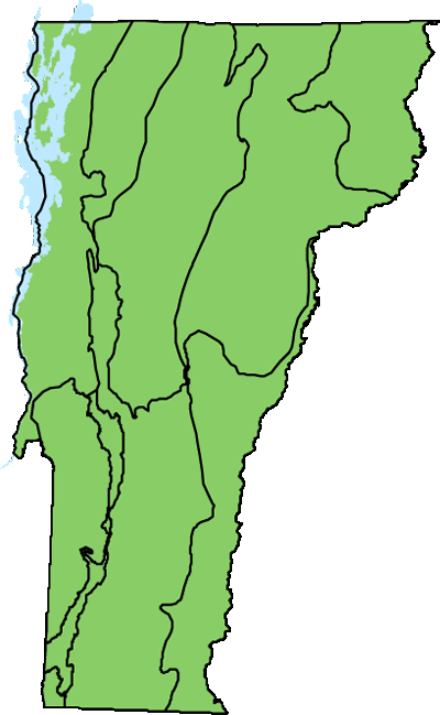 map of Vermont with locations of natural community