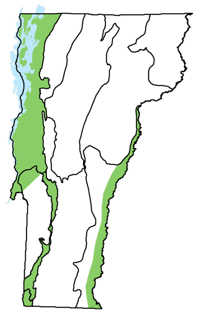 map of Vermont with locations of natural community