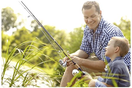 father and son fishing