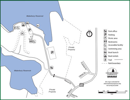 click for larger map of Waterbury Center State Park