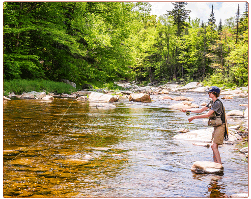 angler fishing a large river