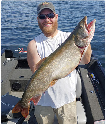 angler with a nice laker from Champlain
