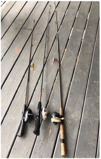three fishing rods