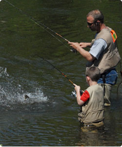 father and son fishing