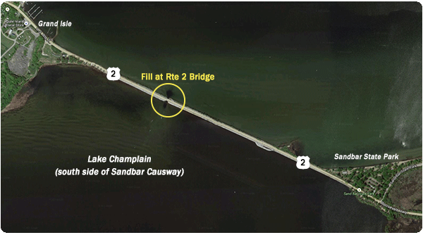 map of sandbar causeway and fill at rte 2 fill bridge