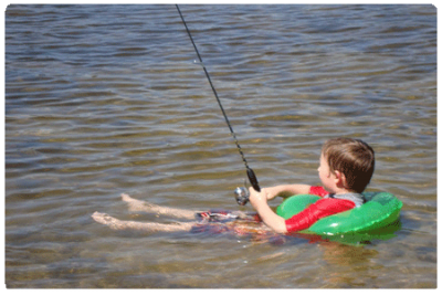 boy fishing at Brighton