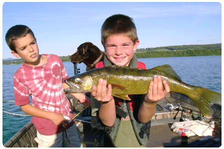 Boys with walleye caught at Lake Carmi