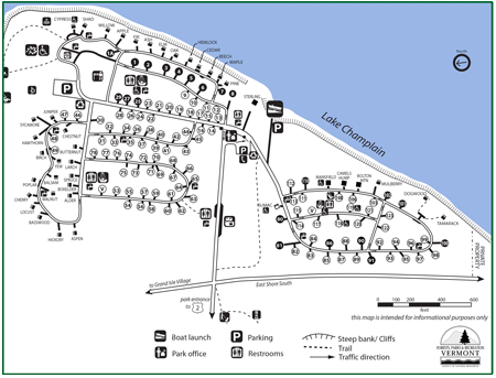 click for larger map of grand isle state park