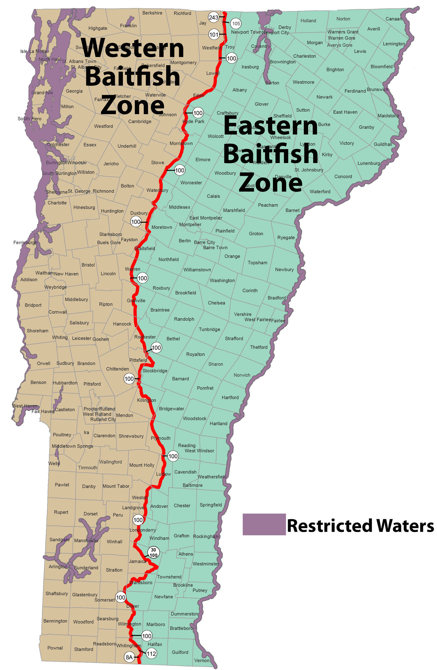 Baitfish Zones | Vermont Fish & Wildlife Department