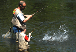 Father and son fishing