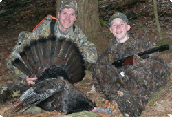 young youth with mentor and bagged turkey