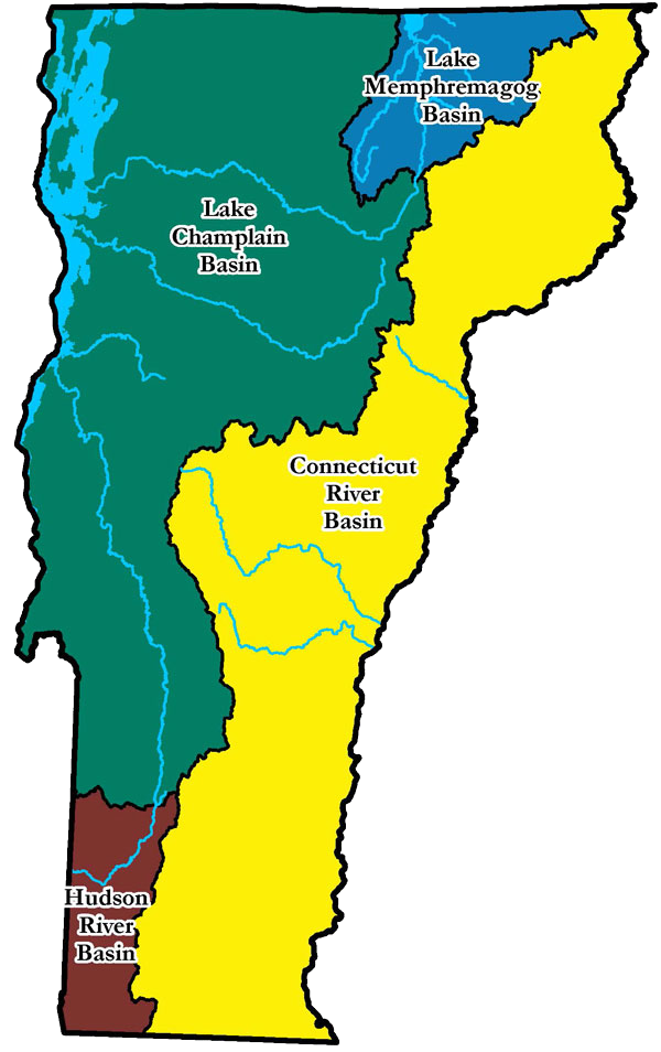 watershed basin map of VT