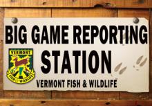 Big game Reporting station sign with Fish & Wildlife Logo